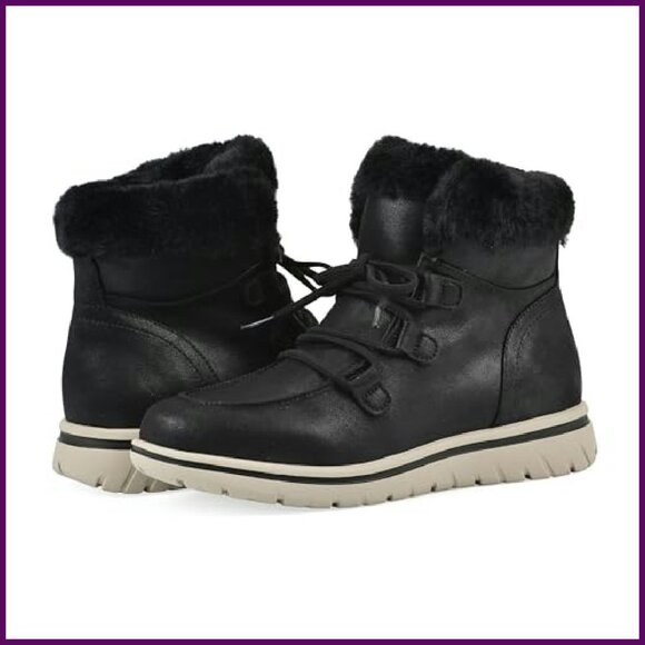 Women's Lace-Up Ankle Booties with Faux Fur Lining, Cushioned Sole, Size - Picture 3 of 8